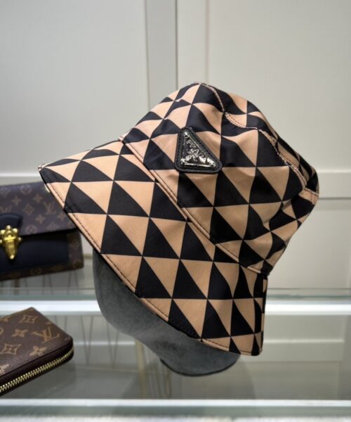 Prada Re-Nylon Bucket Hat Black/Beige Prada Hat