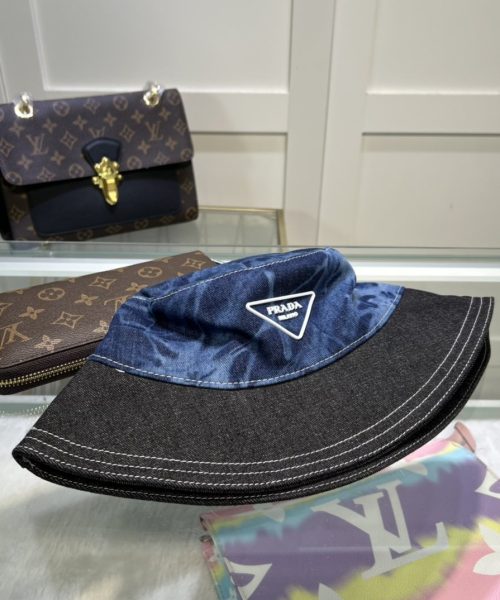 Prada Re-Nylon Bucket Hat Black/Blue Prada Hat