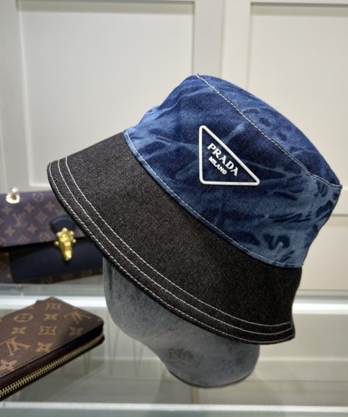 Prada Re-Nylon Bucket Hat Black/Blue Prada Hat