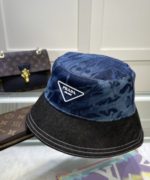 Prada Re-Nylon Bucket Hat Black/Blue Prada Hat