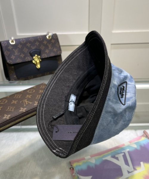Prada Re-Nylon Bucket Hat Black/Light Blue Prada Hat