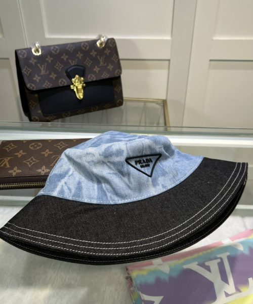 Prada Re-Nylon Bucket Hat Black/Light Blue Prada Hat