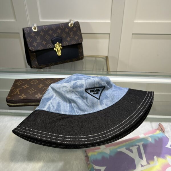 Prada Re-Nylon Bucket Hat Black/Light Blue Prada Hat