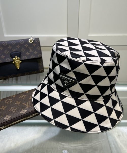 Prada Re-Nylon Bucket Hat Black/White Prada Hat