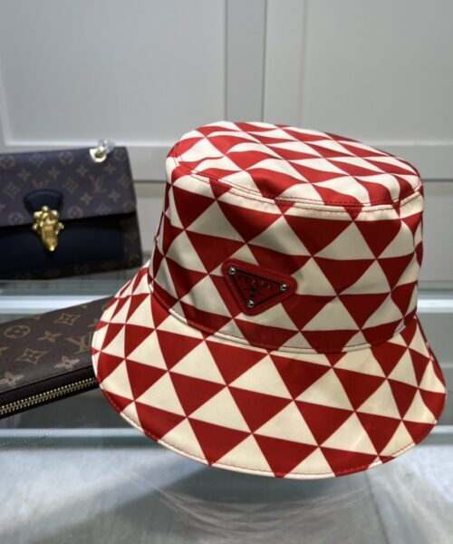 Prada Re-Nylon Bucket Hat Red/White Prada Hat