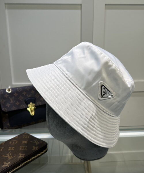 Prada Re-Nylon Bucket Hat White Prada Hat 1HC137_2DMI_F0009