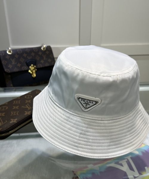 Prada Re-Nylon Bucket Hat White Prada Hat 1HC137_2DMI_F0009