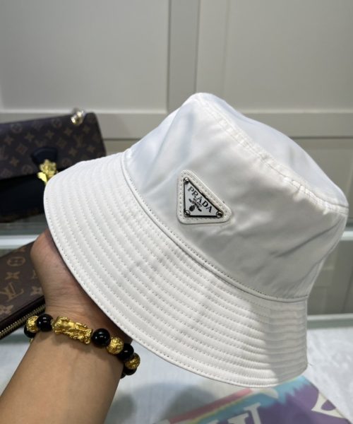 Prada Re-Nylon Bucket Hat White Prada Hat 1HC137_2DMI_F0009