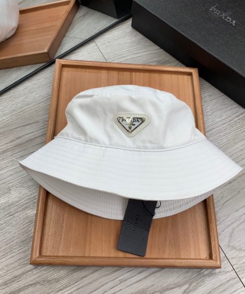 Prada Re-Nylon Bucket Hat White Prada Hat 1HC137_2DMI_F0009