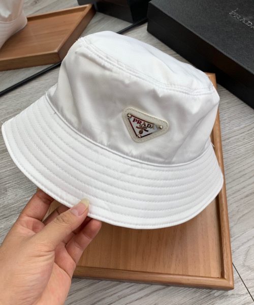 Prada Re-Nylon Bucket Hat White Prada Hat 1HC137_2DMI_F0009