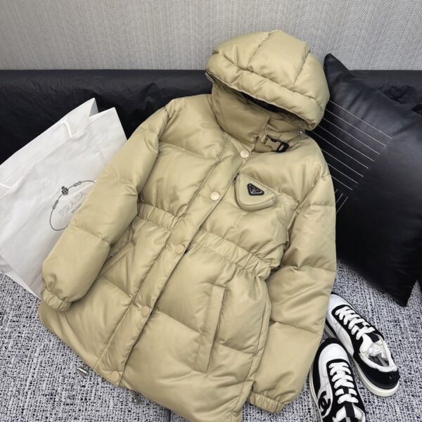 Prada Re-Nylon Down Jacket Beige For Women