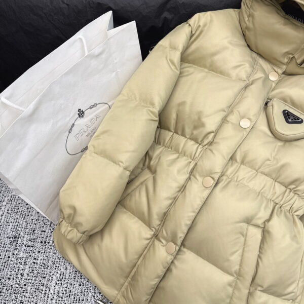 Prada Re-Nylon Down Jacket Beige For Women