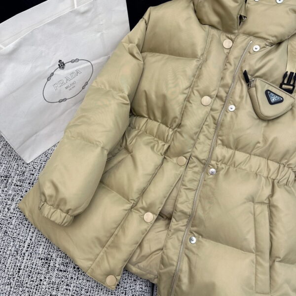 Prada Re-Nylon Down Jacket Beige For Women