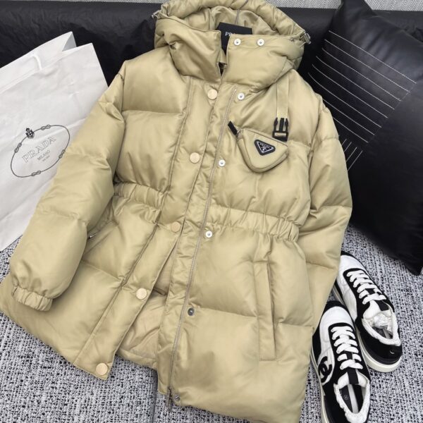 Prada Re-Nylon Down Jacket Beige For Women