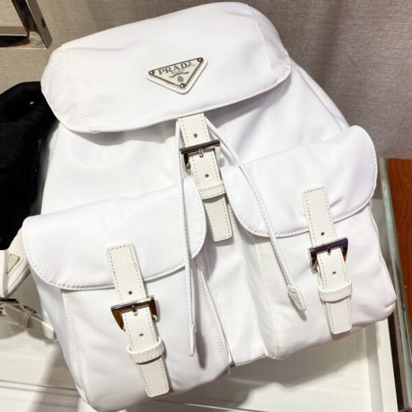 Prada Re-Nylon Medium Backpack White For Women, Women's Bags 12.6in/32cm 1BZ811_RV44_F0009_V_OTO