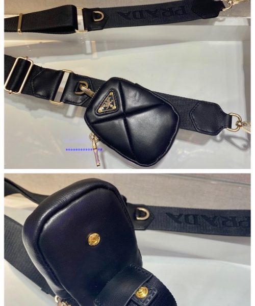 Prada Re-Nylon Padded Shoulder Bag Black For Women, Women's Bags 11in/28cm