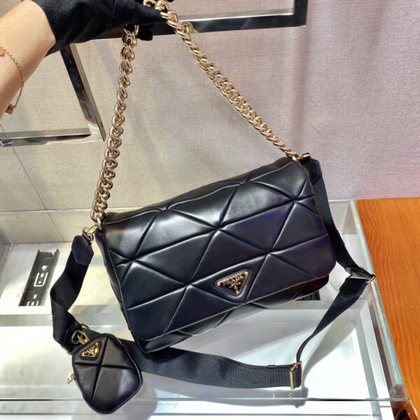 Prada Re-Nylon Padded Shoulder Bag Black For Women, Women's Bags 11in/28cm