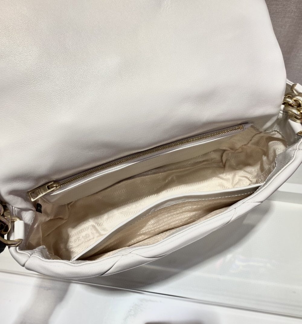 Prada Re-Nylon Padded Shoulder Bag White For Women, Women's Bags 11in/28cm