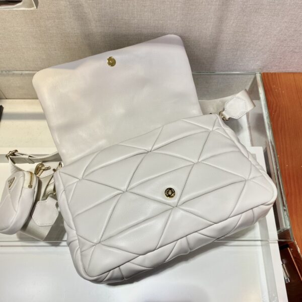 Prada Re-Nylon Padded Shoulder Bag White For Women, Women's Bags 11in/28cm