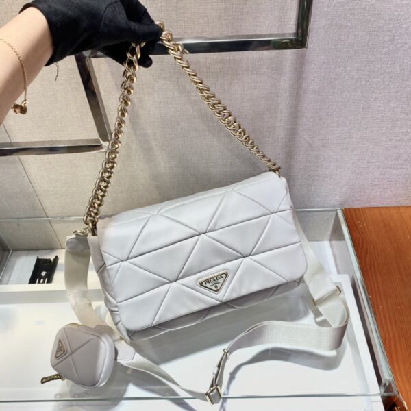 Prada Re-Nylon Padded Shoulder Bag White For Women, Women's Bags 11in/28cm