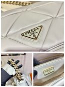Prada Re-Nylon Padded Shoulder Bag White For Women, Women's Bags 11in/28cm