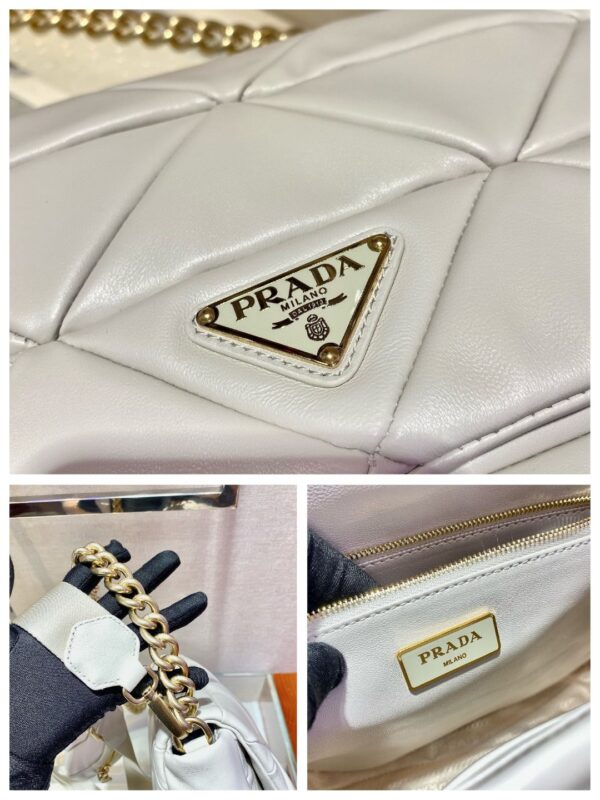 Prada Re-Nylon Padded Shoulder Bag White For Women, Women's Bags 11in/28cm