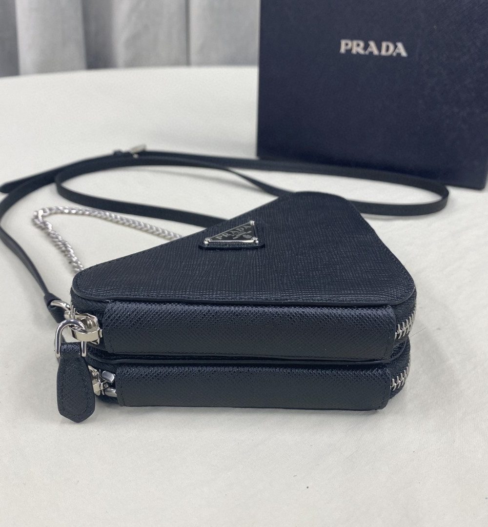 Prada Saffiano Mini Pouch Black For Women, Women's Bags 5.9in/15cm 1NR015_053_F0002