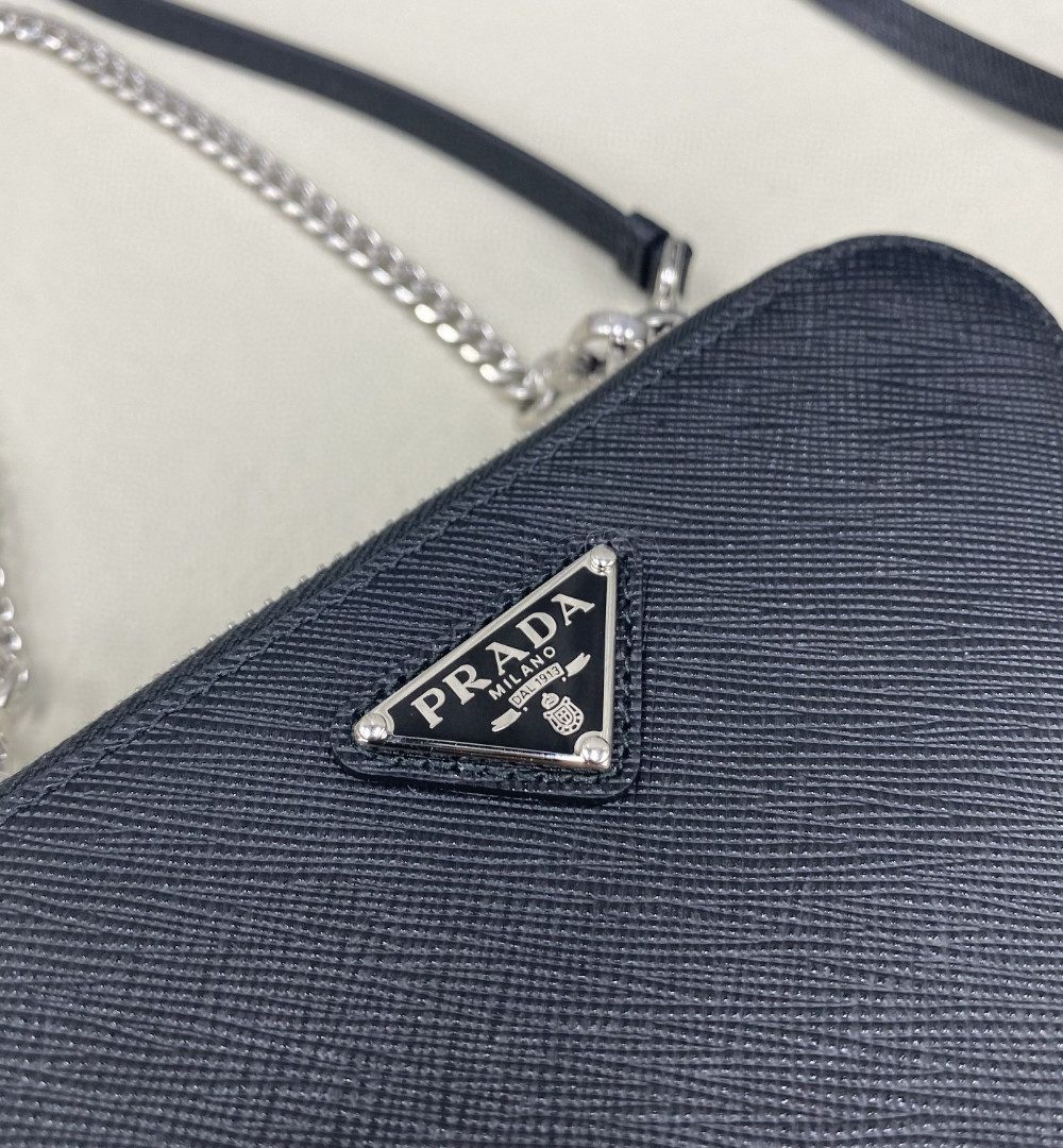 Prada Saffiano Mini Pouch Black For Women, Women's Bags 5.9in/15cm 1NR015_053_F0002