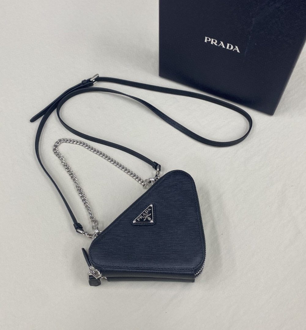 Prada Saffiano Mini Pouch Black For Women, Women's Bags 5.9in/15cm 1NR015_053_F0002