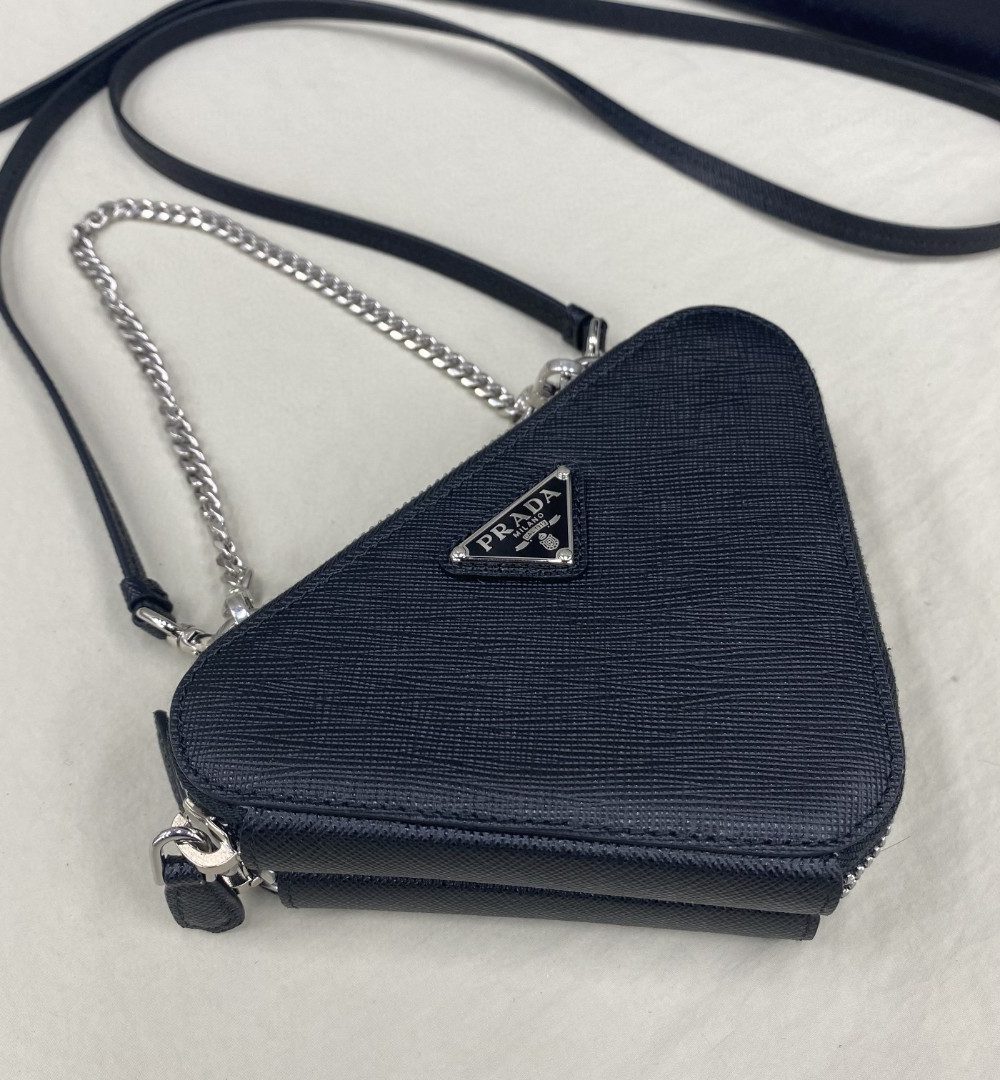 Prada Saffiano Mini Pouch Black For Women, Women's Bags 5.9in/15cm 1NR015_053_F0002