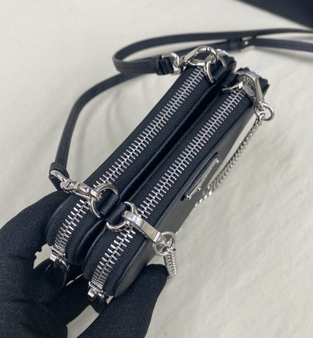 Prada Saffiano Mini Pouch Black For Women, Women's Bags 5.9in/15cm 1NR015_053_F0002