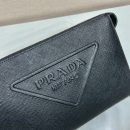 Prada Saffiano Pouch Black For Women, Women's Bags 9.8in/25cm 2VF039_2FAD_F0002_V_OOO