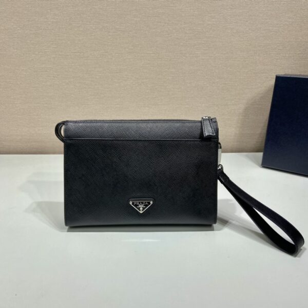 Prada Saffiano Pouch Black For Women, Women's Bags 9.8in/25cm 2VF039_2FAD_F0002_V_OOO