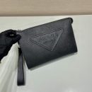 Prada Saffiano Pouch Black For Women, Women's Bags 9.8in/25cm 2VF039_2FAD_F0002_V_OOO
