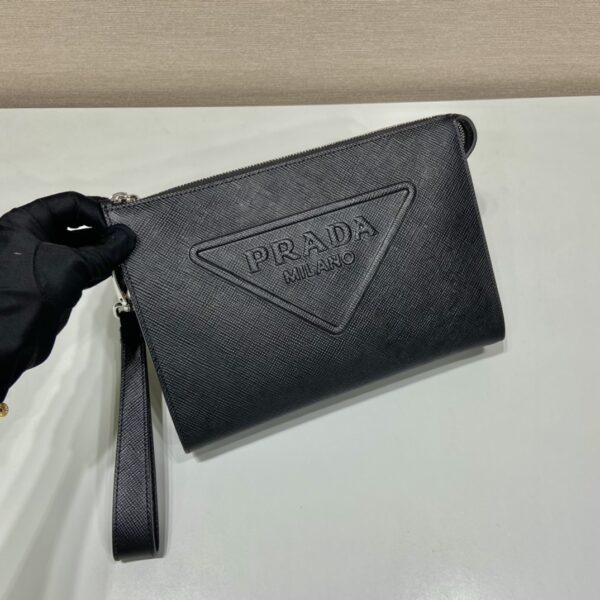 Prada Saffiano Pouch Black For Women, Women's Bags 9.8in/25cm 2VF039_2FAD_F0002_V_OOO