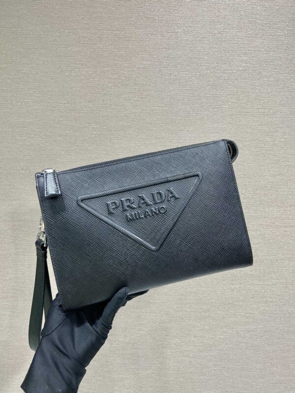 Prada Saffiano Pouch Black For Women, Women's Bags 9.8in/25cm 2VF039_2FAD_F0002_V_OOO