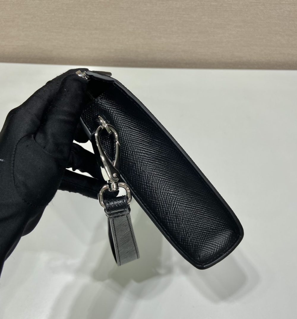 Prada Saffiano Pouch Black For Women, Women's Bags 9.8in/25cm 2VF039_2FAD_F0002_V_OOO