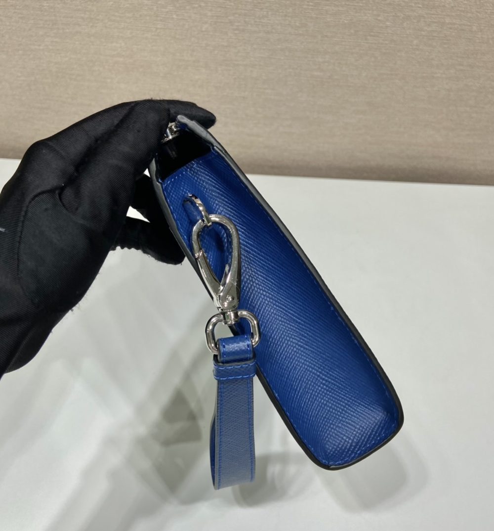 Prada Saffiano Pouch Blue For Women, Women's Bags 9.8in/25cm 2VF039_2FAD_F0016_V_OOO