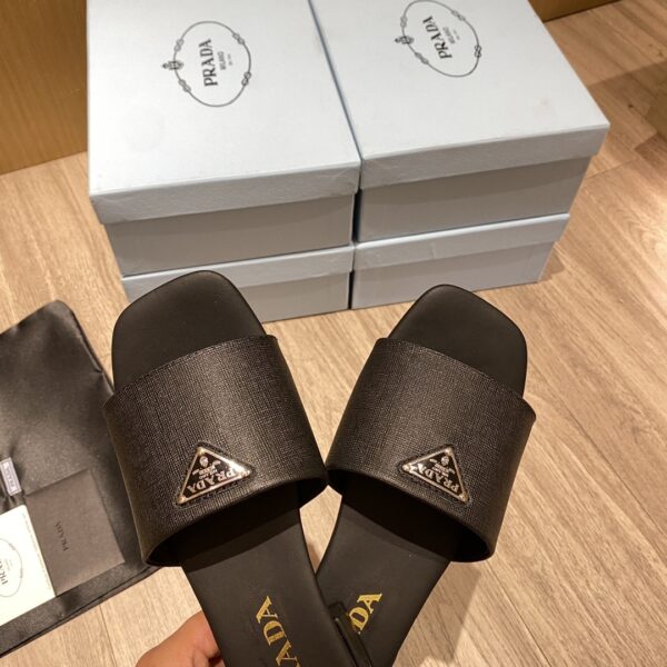 Prada Saffiano Slides Black For Women 0.4in/10mm PRD 1XX627_053_F0002_F_010