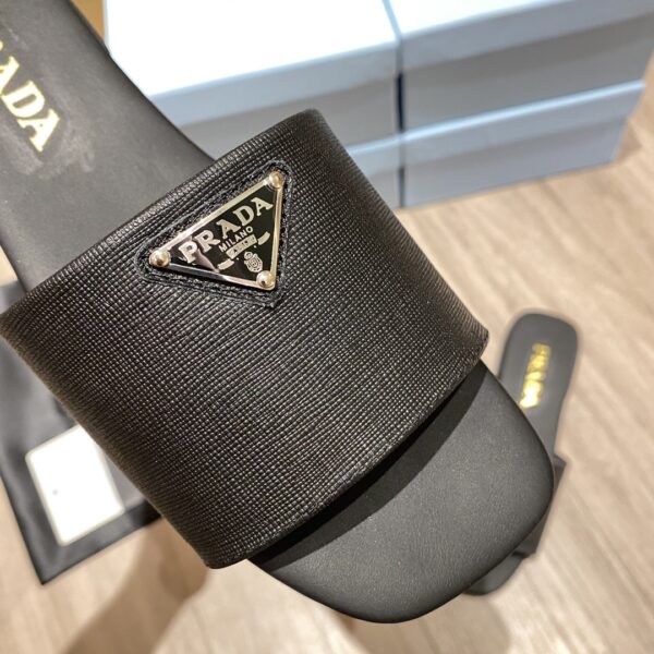 Prada Saffiano Slides Black For Women 0.4in/10mm PRD 1XX627_053_F0002_F_010