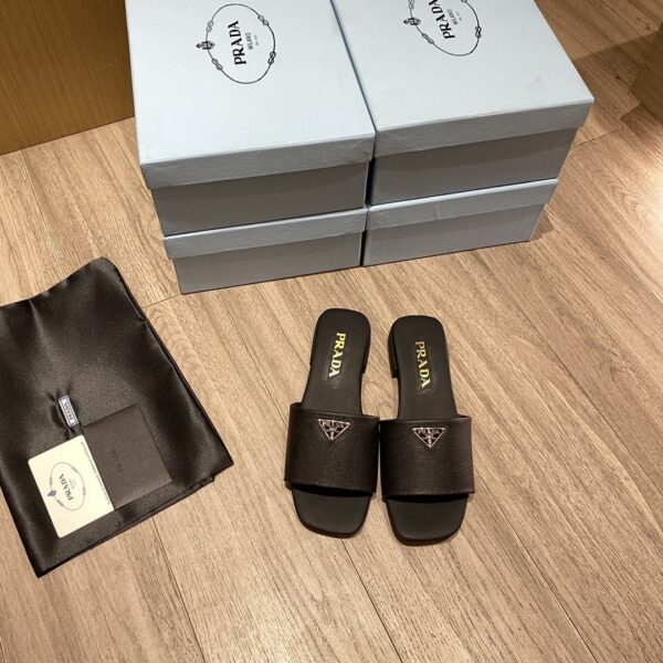 Prada Saffiano Slides Black For Women 0.4in/10mm PRD 1XX627_053_F0002_F_010