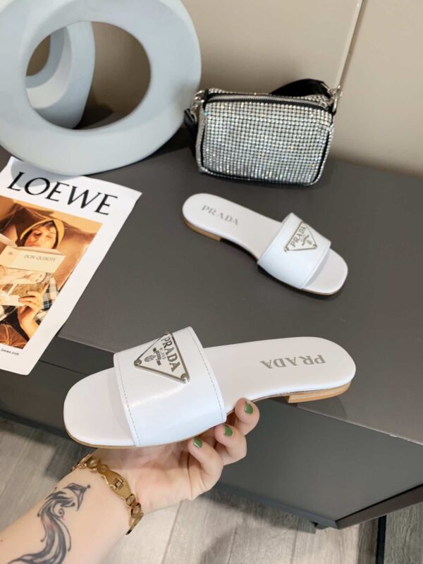 Prada Saffiano Slides White For Women 0.4in/10mm PRD 1XX627_053_F0009_F_010