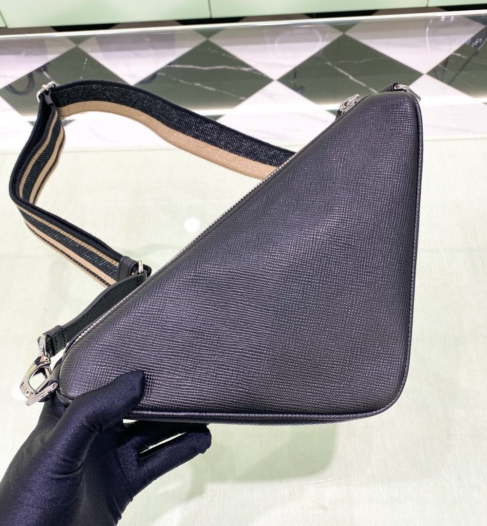 Prada Saffiano Triangle Bag Black For Women, Women's Bags 11in/28cm 2VH155_2FAD_F0002_V_OOO