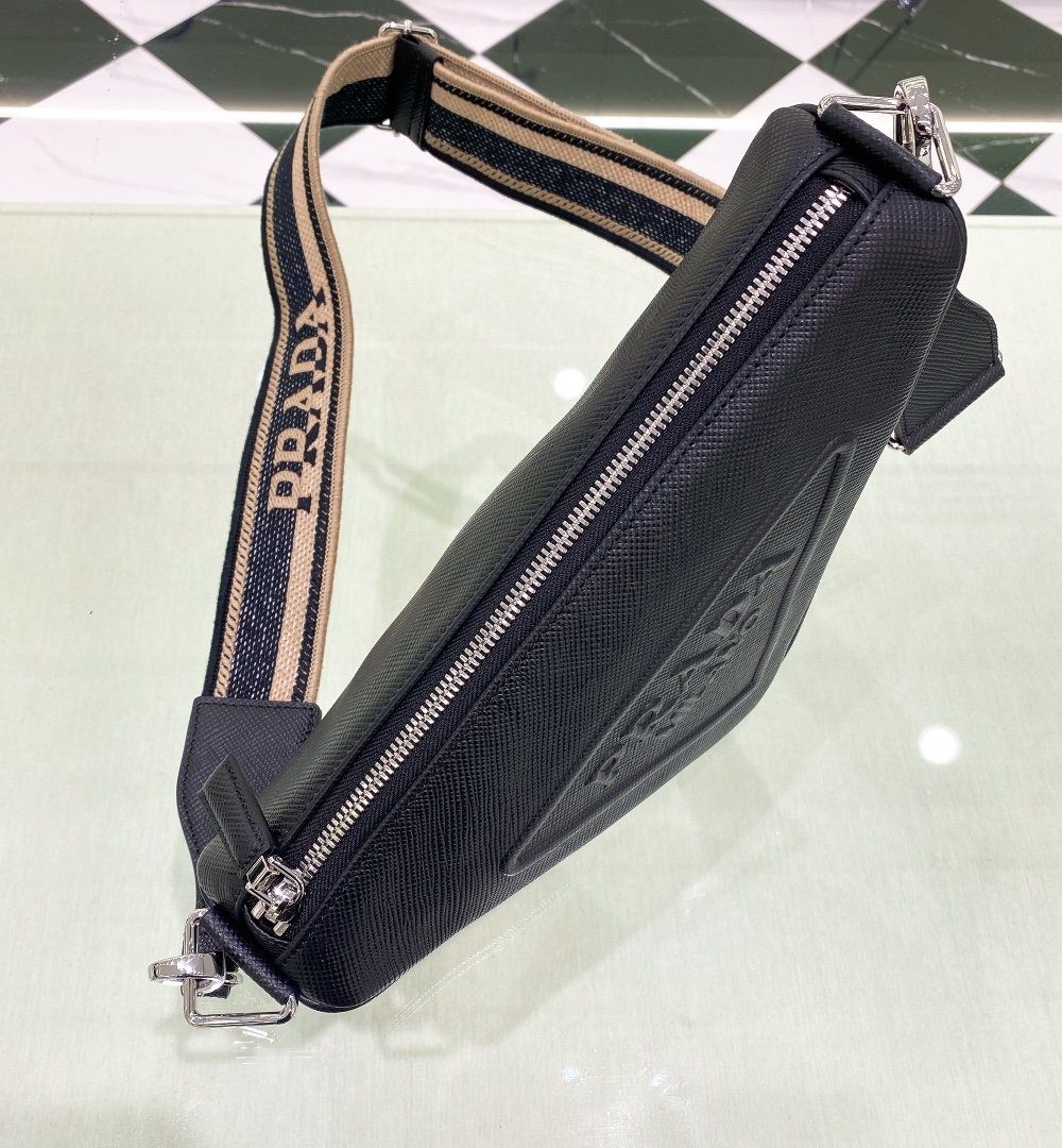 Prada Saffiano Triangle Bag Black For Women, Women's Bags 11in/28cm 2VH155_2FAD_F0002_V_OOO