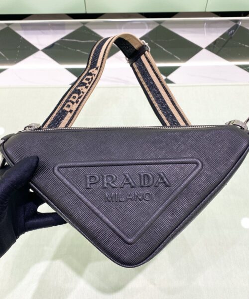 Prada Saffiano Triangle Bag Black  For Women, Women's Bags 11in/28cm 2VH155_2FAD_F0002_V_OOO
