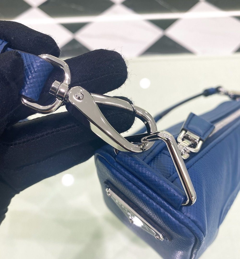 Prada Saffiano Triangle Bag Blue For Women, Women's Bags 11in/28cm 2VH155_2FAD_F0016_V_OOO
