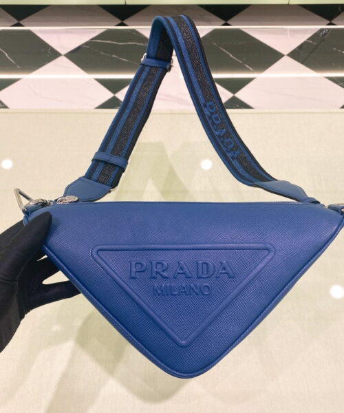 Prada Saffiano Triangle Bag Blue For Women, Women's Bags 11in/28cm 2VH155_2FAD_F0016_V_OOO