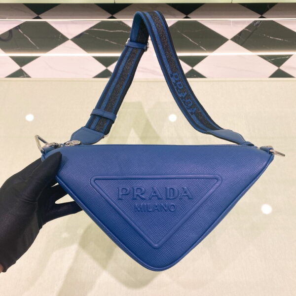 Prada Saffiano Triangle Bag Blue For Women, Women's Bags 11in/28cm 2VH155_2FAD_F0016_V_OOO