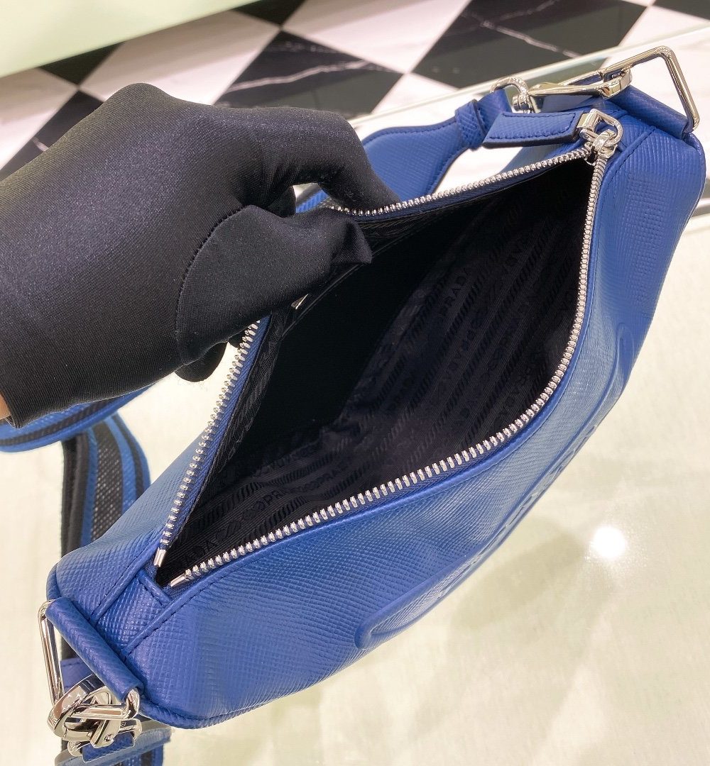 Prada Saffiano Triangle Bag Blue For Women, Women's Bags 11in/28cm 2VH155_2FAD_F0016_V_OOO