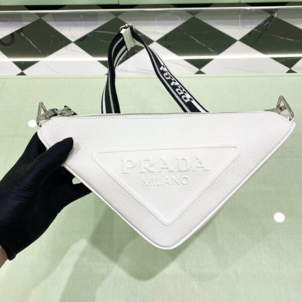 Prada Saffiano Triangle Bag White For Women, Women's Bags 11in/28cm 2VH155_2FAD_F0009_V_OOO